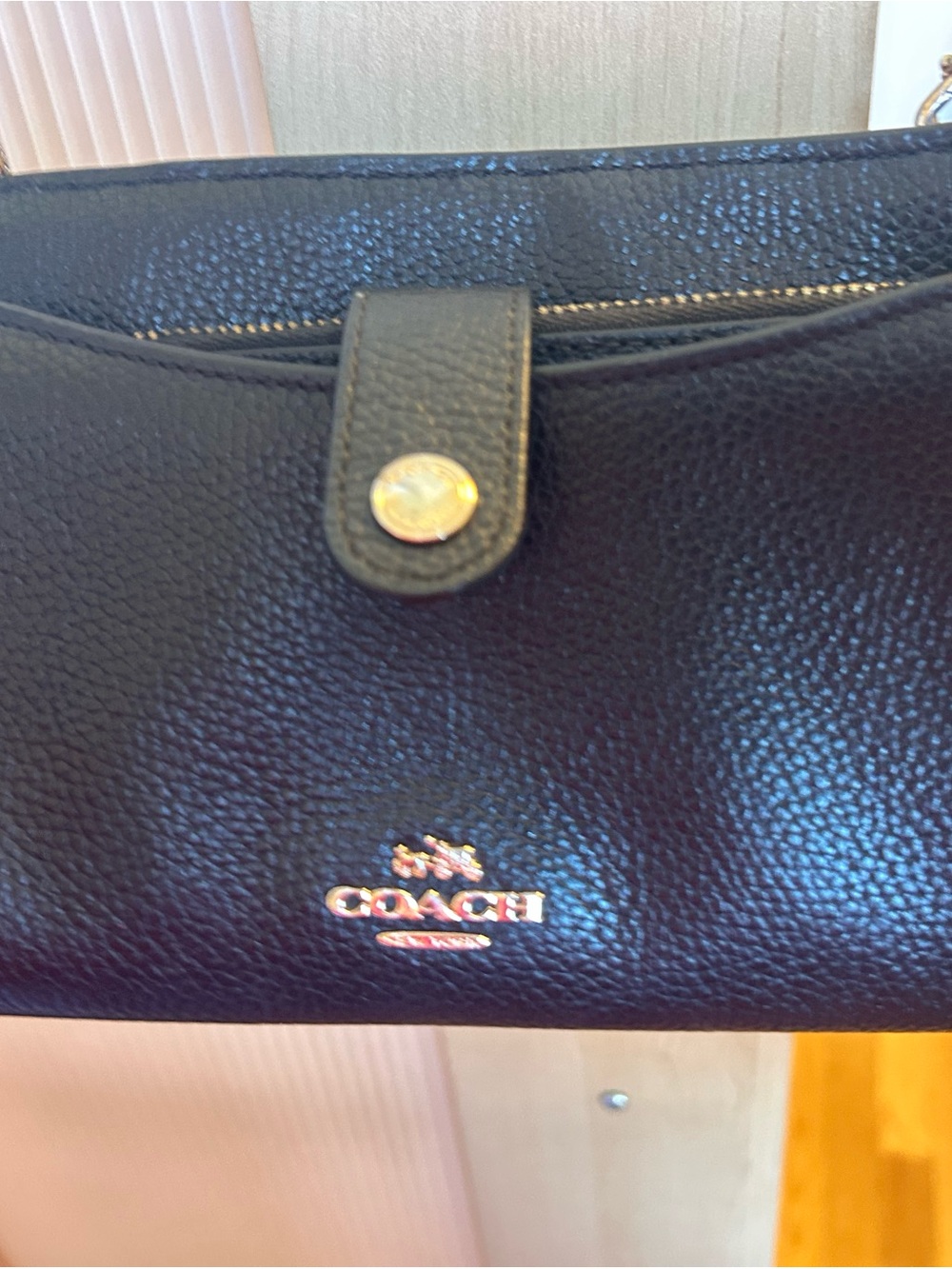 Coach Black Pebbled Leather Shoulder Bag with Gold Hardware